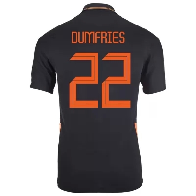 Niño Selección de fútbol de los Países Bajos Camiseta Denzel Dumfries #22 2ª Equipación Negro 2021 Chile