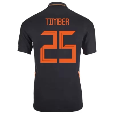 Hombre Selección de fútbol de los Países Bajos Camiseta Jurrien Timber #25 2ª Equipación Negro 2021 Chile