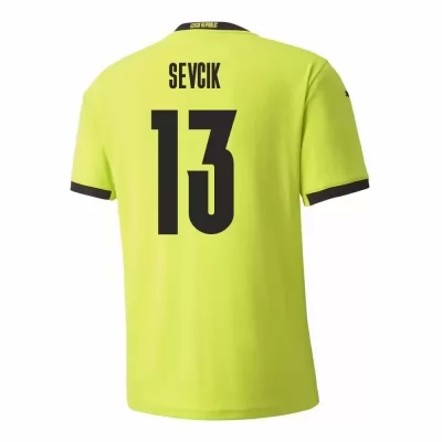Mujer Selección de fútbol de la República Checa Camiseta Petr Sevcik #13 2ª Equipación Verde claro 2021 Chile