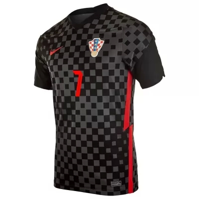 Mujer Selección de fútbol de Croacia Camiseta Josip Brekalo #7 2ª Equipación Negro gris 2021 Chile