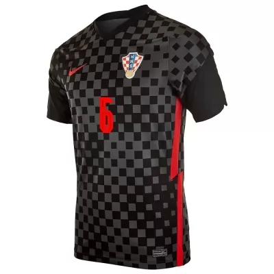 Mujer Selección de fútbol de Croacia Camiseta Dejan Lovren #6 2ª Equipación Negro gris 2021 Chile