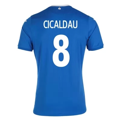Mujer Selección de fútbol de Rumania Camiseta Alexandru Cicaldau #8 2ª Equipación Azul 2021 Chile