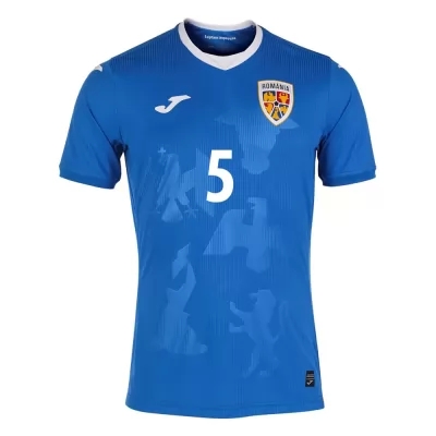 Mujer Selección de fútbol de Rumania Camiseta Ionut Nedelcearu #5 2ª Equipación Azul 2021 Chile