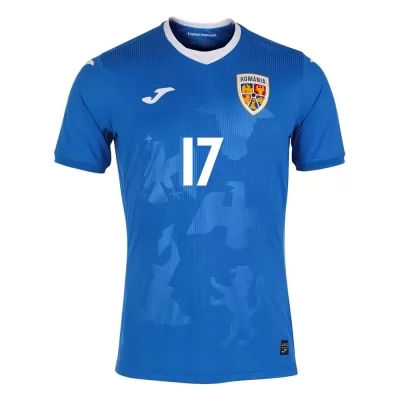 Mujer Selección de fútbol de Rumania Camiseta Alexandru Paun #17 2ª Equipación Azul 2021 Chile