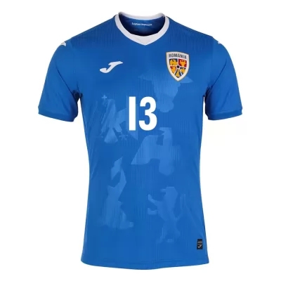 Mujer Selección de fútbol de Rumania Camiseta Claudiu Keseru #13 2ª Equipación Azul 2021 Chile
