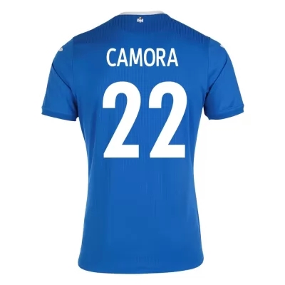 Mujer Selección de fútbol de Rumania Camiseta Mario Camora #22 2ª Equipación Azul 2021 Chile