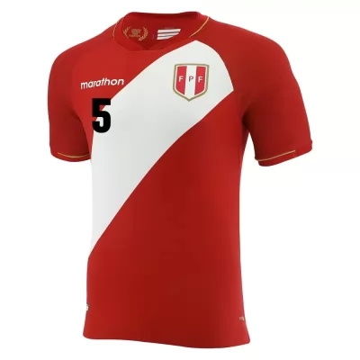 Mujer Selección de fútbol de Perú Camiseta Miguel Araujo #5 2ª Equipación Rojo blanco 2021 Chile