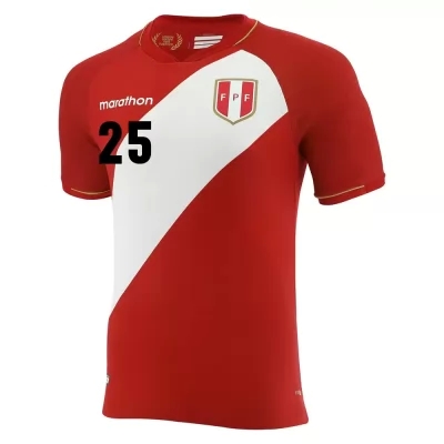 Mujer Selección de fútbol de Perú Camiseta Renzo Garces #25 2ª Equipación Rojo blanco 2021 Chile