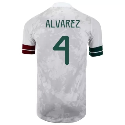 Hombre Selección de fútbol de México Camiseta Edson Alvarez #4 2ª Equipación Blanco negro 2021 Chile