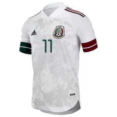 Mujer Selección de fútbol de México Camiseta Alan Pulido #11 2ª Equipación Blanco negro 2021 Chile