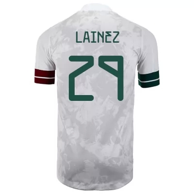 Mujer Selección de fútbol de México Camiseta Diego Lainez #29 2ª Equipación Blanco negro 2021 Chile