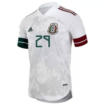 Mujer Selección de fútbol de México Camiseta Diego Lainez #29 2ª Equipación Blanco negro 2021 Chile