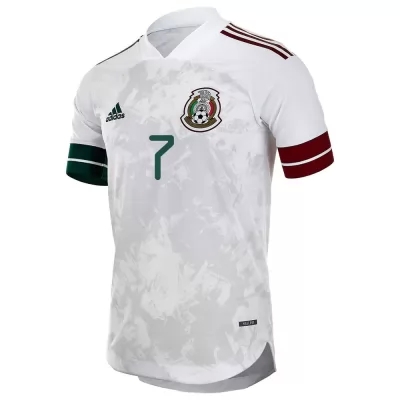 Mujer Selección de fútbol de México Camiseta Orbelin Pineda #7 2ª Equipación Blanco negro 2021 Chile