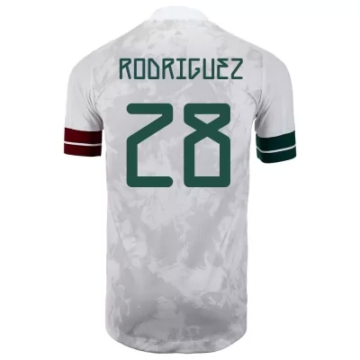 Mujer Selección de fútbol de México Camiseta Carlos Rodriguez #28 2ª Equipación Blanco negro 2021 Chile