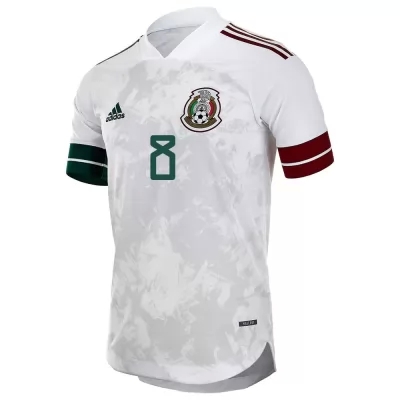 Mujer Selección de fútbol de México Camiseta Jorge Sanchez #8 2ª Equipación Blanco negro 2021 Chile