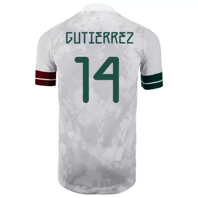 Mujer Selección de fútbol de México Camiseta Erick Gutierrez #14 2ª Equipación Blanco negro 2021 Chile
