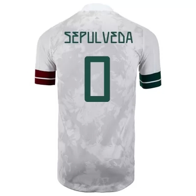 Hombre Selección de fútbol de México Camiseta Gilberto Sepulveda #0 2ª Equipación Blanco negro 2021 Chile