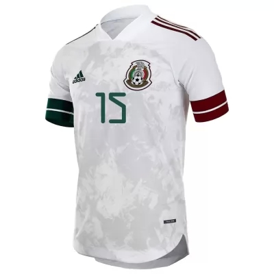Mujer Selección De Fútbol De México Camiseta Hector Moreno #15 2ª Equipación Blanco Negro 2021 Chile