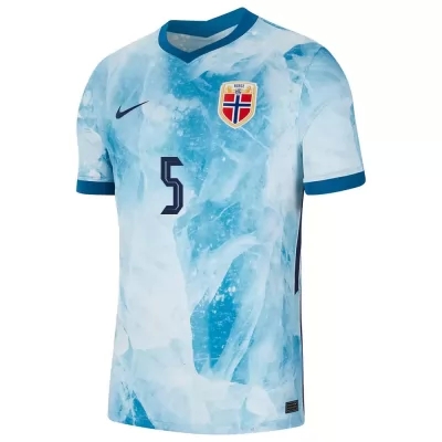 Mujer Selección de fútbol de Noruega Camiseta Birger Meling #5 2ª Equipación Azul claro 2021 Chile