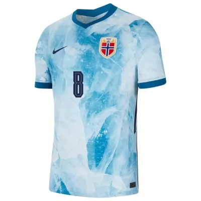 Mujer Selección de fútbol de Noruega Camiseta Patrick Berg #8 2ª Equipación Azul claro 2021 Chile
