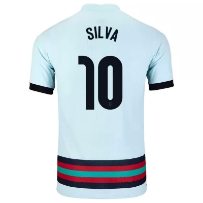 Niño Selección de fútbol de Portugal Camiseta Bernardo Silva #10 2ª Equipación Azul claro 2021 Chile