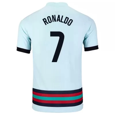 Hombre Selección de fútbol de Portugal Camiseta Cristiano Ronaldo #7 2ª Equipación Azul claro 2021 Chile
