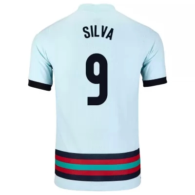 Mujer Selección de fútbol de Portugal Camiseta Andre Silva #9 2ª Equipación Azul claro 2021 Chile