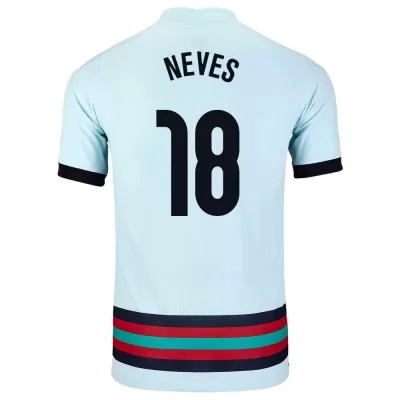 Hombre Selección de fútbol de Portugal Camiseta Ruben Neves #18 2ª Equipación Azul claro 2021 Chile