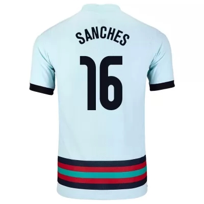 Hombre Selección de fútbol de Portugal Camiseta Renato Sanches #16 2ª Equipación Azul claro 2021 Chile