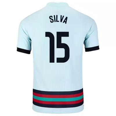 Hombre Selección de fútbol de Portugal Camiseta Rafa Silva #15 2ª Equipación Azul claro 2021 Chile
