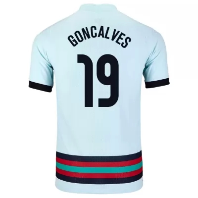 Niño Selección de fútbol de Portugal Camiseta Pedro Goncalves #19 2ª Equipación Azul claro 2021 Chile