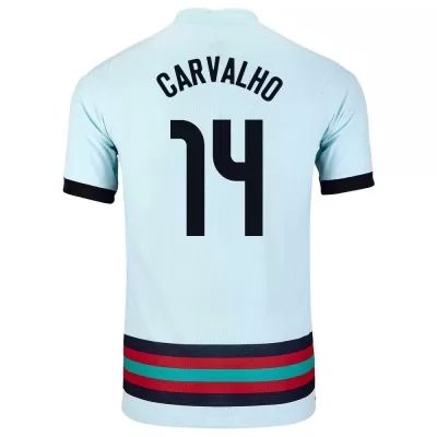Mujer Selección de fútbol de Portugal Camiseta William Carvalho #14 2ª Equipación Azul claro 2021 Chile