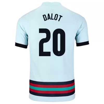 Hombre Selección de fútbol de Portugal Camiseta Diogo Dalot #20 2ª Equipación Azul claro 2021 Chile