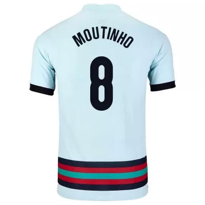 Hombre Selección de fútbol de Portugal Camiseta Joao Moutinho #8 2ª Equipación Azul claro 2021 Chile