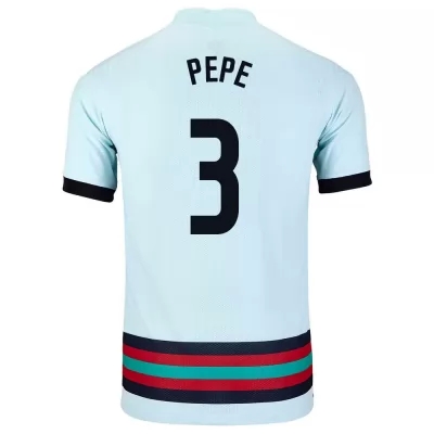Hombre Selección de fútbol de Portugal Camiseta Pepe #3 2ª Equipación Azul claro 2021 Chile