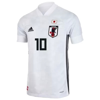 Mujer Selección de fútbol de Japón Camiseta Takumi Minamino #10 2ª Equipación Blanco 2021 Chile