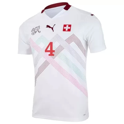 Mujer Selección de fútbol de Suiza Camiseta Nico Elvedi #4 2ª Equipación Blanco 2021 Chile