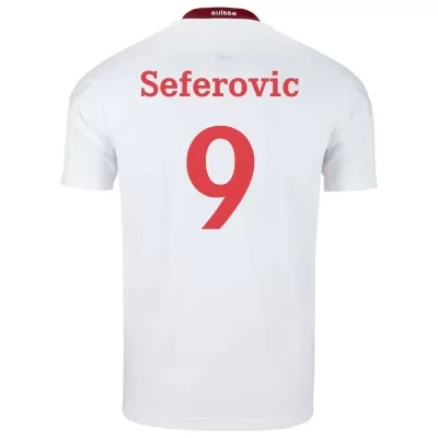 Mujer Selección de fútbol de Suiza Camiseta Haris Seferovic #9 2ª Equipación Blanco 2021 Chile