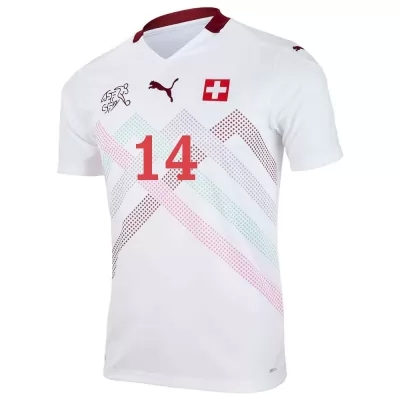 Mujer Selección de fútbol de Suiza Camiseta Steven Zuber #14 2ª Equipación Blanco 2021 Chile