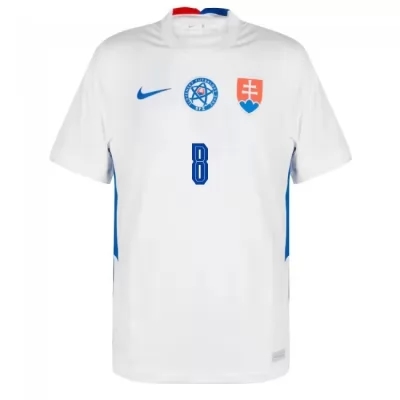 Mujer Selección de fútbol de Eslovaquia Camiseta Ondrej Duda #8 2ª Equipación Blanco 2021 Chile
