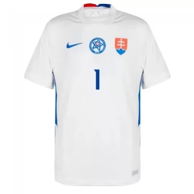 Mujer Selección de fútbol de Eslovaquia Camiseta Martin Dubravka #1 2ª Equipación Blanco 2021 Chile