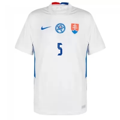 Mujer Selección de fútbol de Eslovaquia Camiseta Lubomir Satka #5 2ª Equipación Blanco 2021 Chile