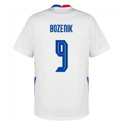 Mujer Selección de fútbol de Eslovaquia Camiseta Robert Bozenik #9 2ª Equipación Blanco 2021 Chile