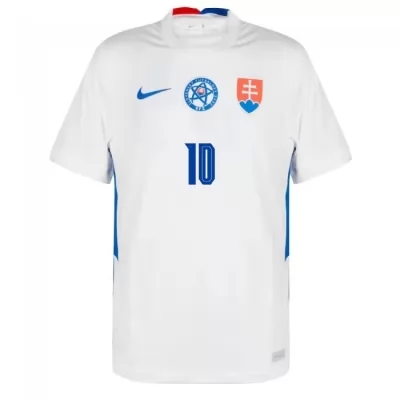 Mujer Selección de fútbol de Eslovaquia Camiseta Tomas Suslov #10 2ª Equipación Blanco 2021 Chile