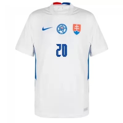 Mujer Selección de fútbol de Eslovaquia Camiseta Robert Mak #20 2ª Equipación Blanco 2021 Chile