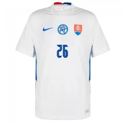 Mujer Selección de fútbol de Eslovaquia Camiseta Ivan Schranz #26 2ª Equipación Blanco 2021 Chile