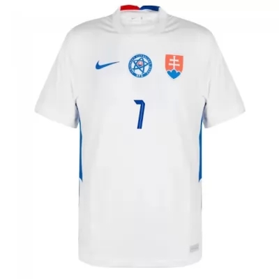 Mujer Selección de fútbol de Eslovaquia Camiseta Vladimir Weiss #7 2ª Equipación Blanco 2021 Chile