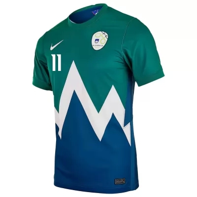 Mujer Selección de fútbol de Eslovenia Camiseta Domen Crnigoj #11 2ª Equipación Verde 2021 Chile