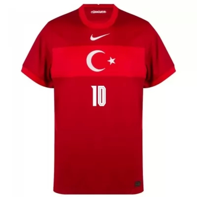 Mujer Selección de fútbol de Turquía Camiseta Hakan Calhanoglu #10 2ª Equipación Rojo 2021 Chile