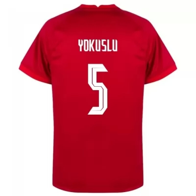 Mujer Selección de fútbol de Turquía Camiseta Okay Yokuslu #5 2ª Equipación Rojo 2021 Chile
